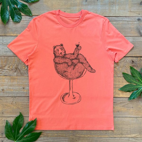 Cocktail Bear T-Shirt Cool Graphic Tee for Him Bear Lover Gift - Image 2
