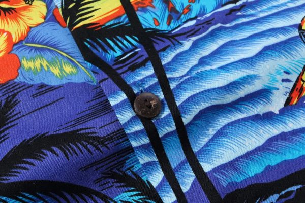 Men's Hawaiian Shirt - Polyester Blue Sunset Aloha Print Shirt - Image 5
