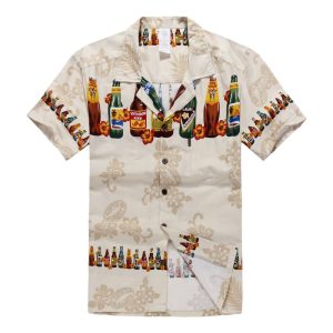 Men's Hawaiian Shirt - Polyester Beer Cross Aloha Print Shirt