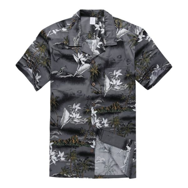 Men's Hawaiian Shirt - Polyester Palm Tree Aloha Print Shirt - Image 2