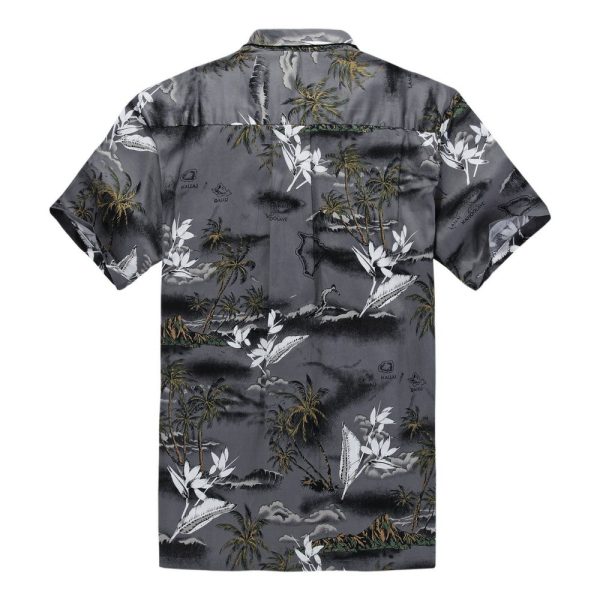 Men's Hawaiian Shirt - Polyester Palm Tree Aloha Print Shirt - Image 3