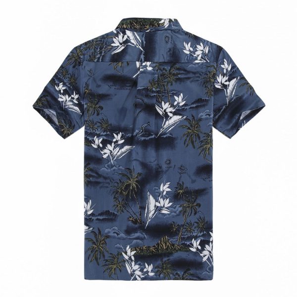 Men's Hawaiian Shirt - Polyester Palm Tree Aloha Print Shirt - Image 4