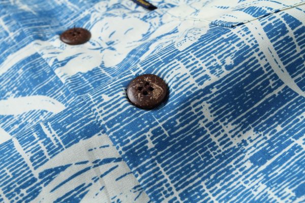 Men's Hawaiian Shirt - Polyester Pineapple Blue Aloha Print Shirt - Image 4