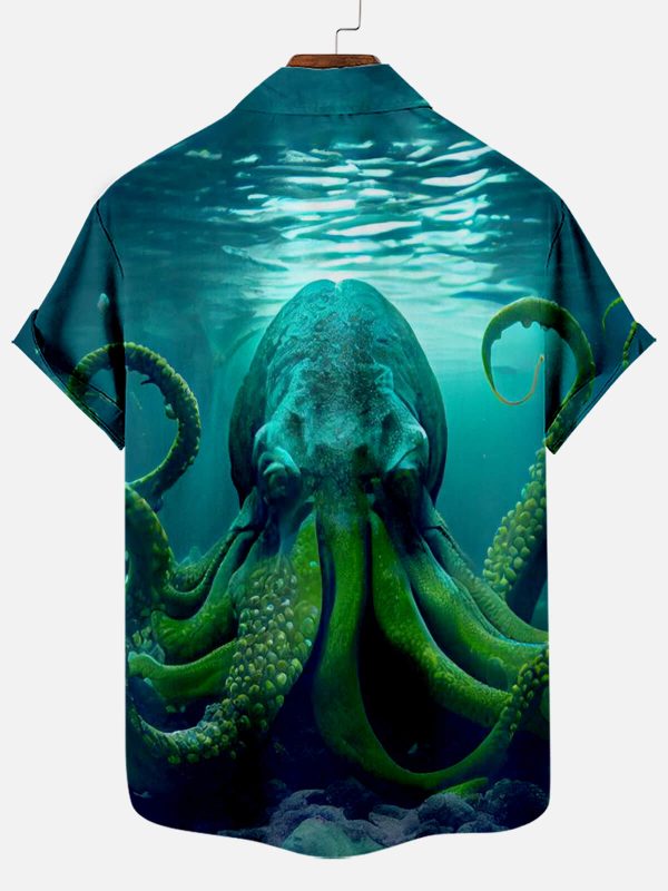 Men's Hawaiian Shirt - Cthulhu Octopus Pattern Dark Fantasy Polyester Summer Shirt - Image 2