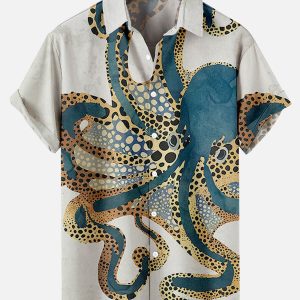 Men's Hawaiian Shirt - Cthulhu Octopus Mythical Deep Sea Summer Shirt