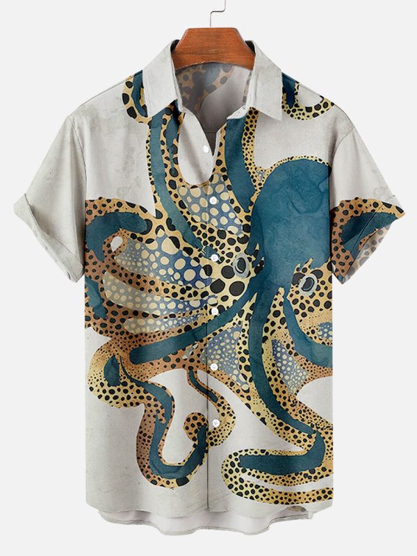 Men's Hawaiian Shirt - Cthulhu Octopus Mythical Deep Sea Summer Shirt