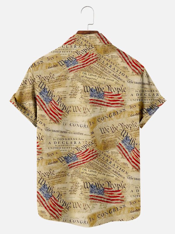Men's Hawaiian Shirt - American Flag Print Patriotic Summer Casual Shirt - Image 2