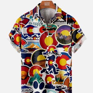 Men's Hawaiian Shirt - Colorado State Inspired Print Polyester Casual Summer Shirt