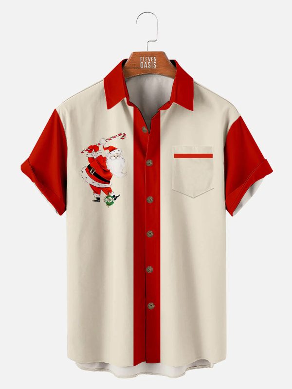 Men's Hawaiian Shirt - Christmas Golf Print Festive Casual Polyester Summer Shirt