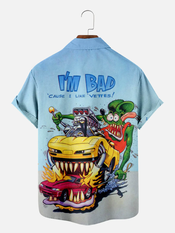 Men's Hawaiian Shirt - Rat Fink Car Anime Series Inspired Summer Shirt - Image 2