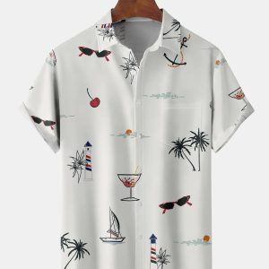 Men's Hawaiian Shirt - Perfect Vacation Print Polyester Tropical Summer Shirt