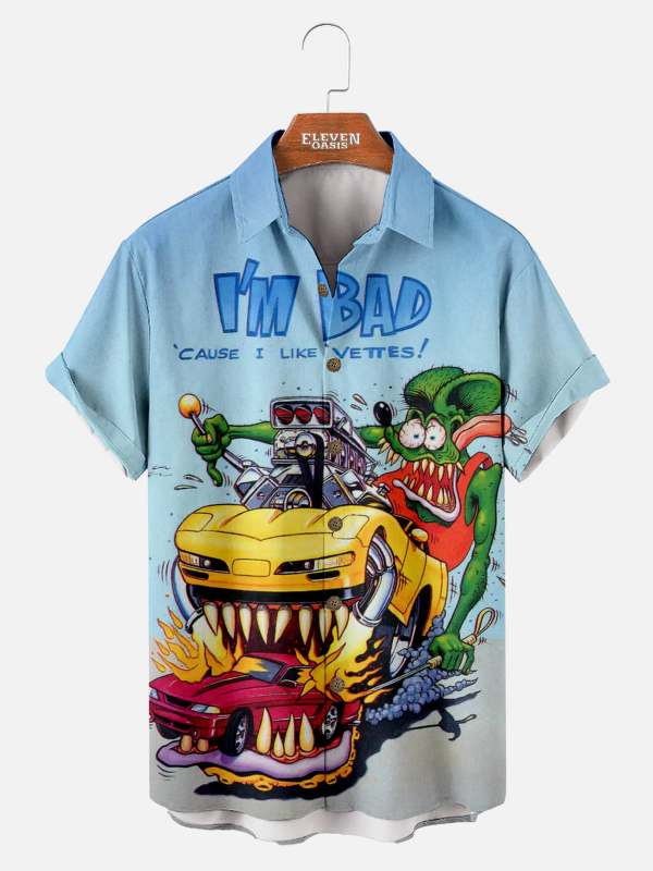 Men's Hawaiian Shirt - Rat Fink Car Anime Series Inspired Summer Shirt