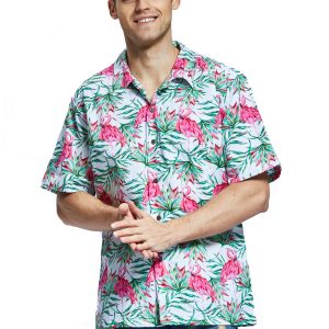 Men's Hawaiian Shirt - Polyester Love White Aloha Print Shirt