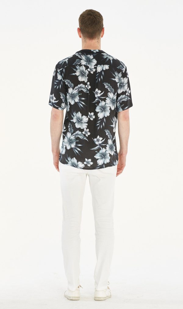 Men's Hawaiian Shirt - Polyester Midnight Bloom Aloha Print Shirt - Image 3