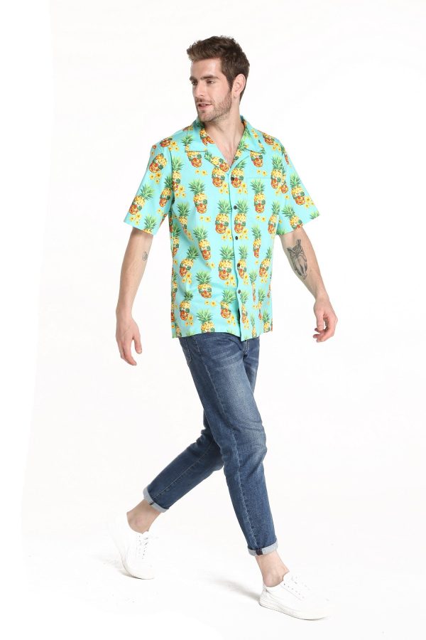 Men's Hawaiian Shirt - Polyester Pineapple Skull Aloha Print Shirt - Image 3