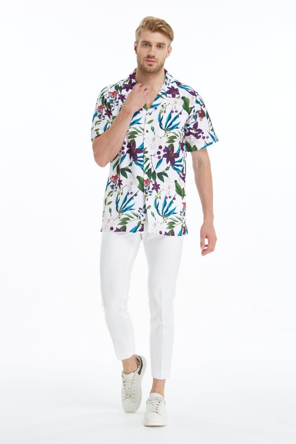Men's Hawaiian Shirt - Polyester Purple Orchid Aloha Print Shirt - Image 5