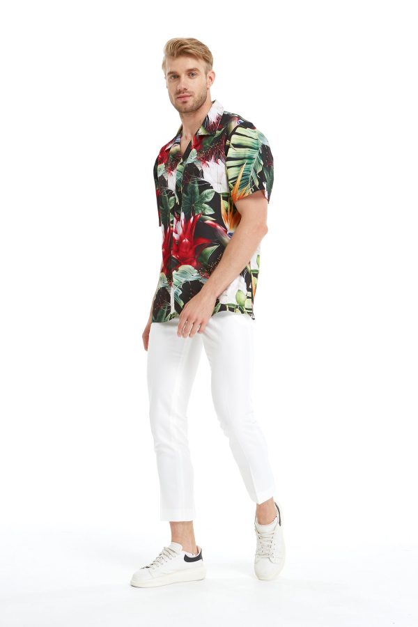 Men's Hawaiian Shirt - Polyester Tropical Twilight Aloha Print Shirt - Image 5