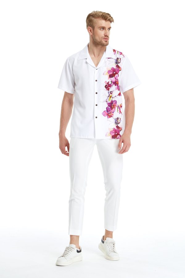 Men's Hawaiian Shirt - Polyester Watercolor Orchid Aloha Print Shirt - Image 6