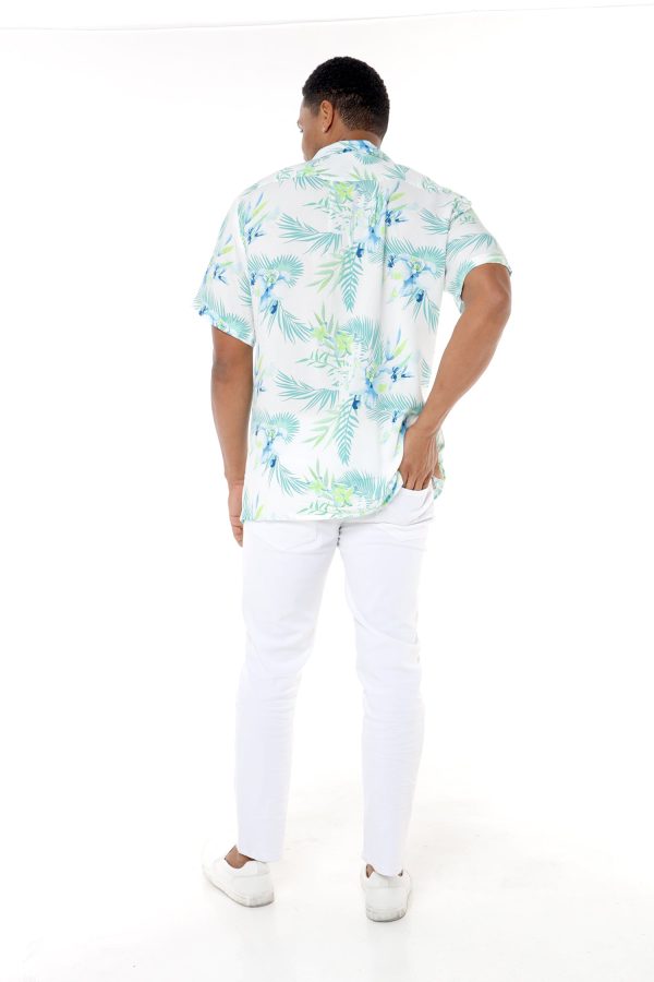 Men's Hawaiian Shirt - Polyester Orchid Breeze White Aloha Print Shirt - Image 2