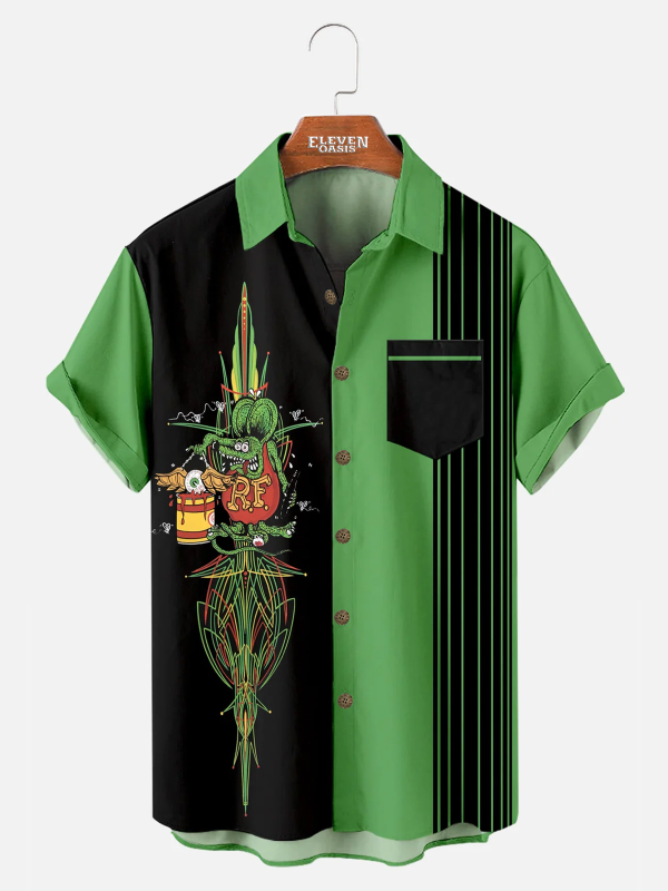 Men's Hawaiian Shirt - Vintage Car Print Retro Automotive Summer Shirt