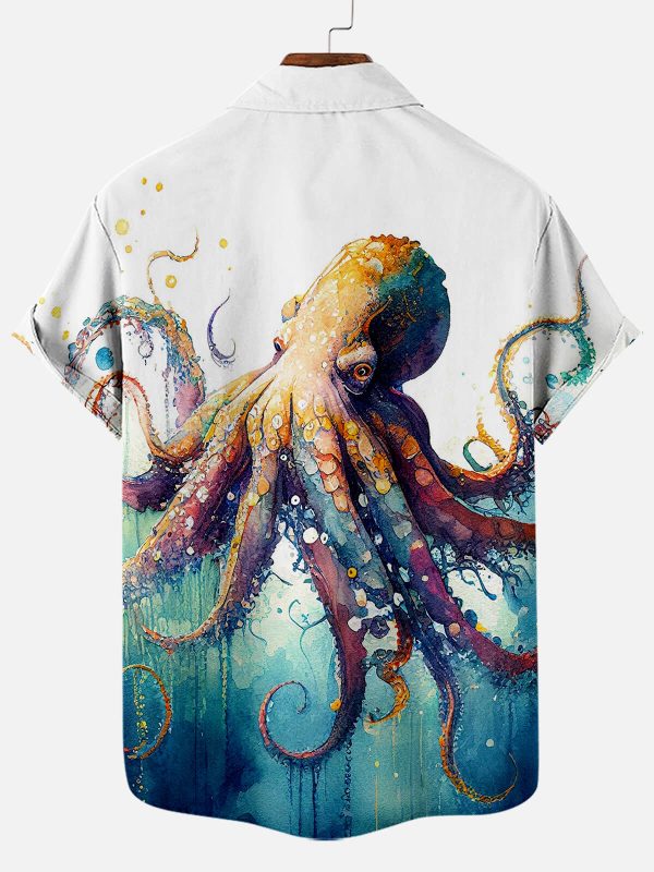 Men's Hawaiian Shirt - Eldritch Octopus Horror Print Polyester Dark Fantasy Summer Shirt - Image 2