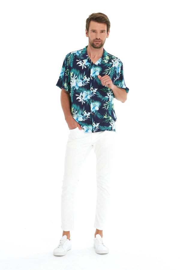 Men's Hawaiian Shirt - Polyester Orchid Breeze Aloha Print Shirt - Image 5