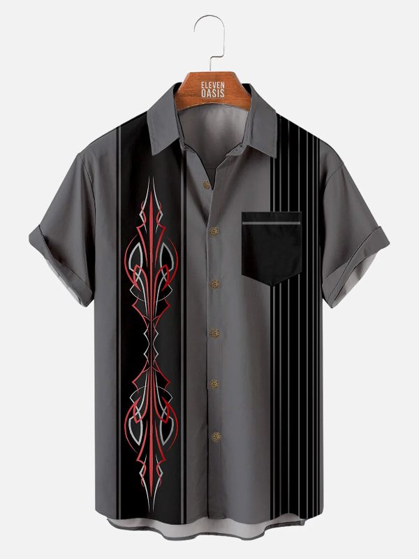 Men's Hawaiian Shirt with Pocket - Automotive Stripe Racing-Inspired Summer Shirt