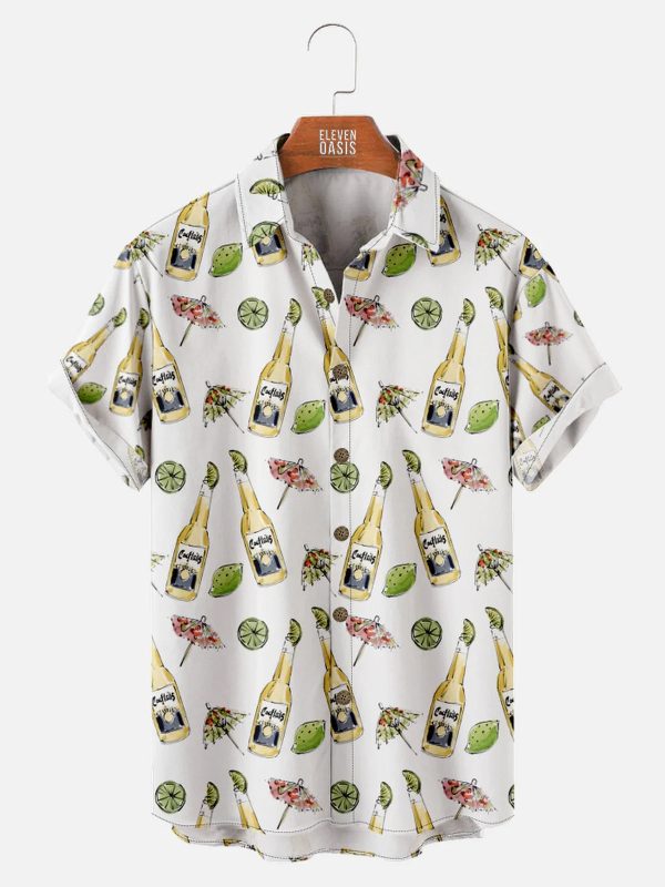Men's Hawaiian Shirt - Tropical Beer All Over Print Polyester Casual Summer Shirt