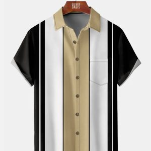 Men's Hawaiian Shirt with Pocket - Classic Soft Casual Bowling Style Summer Shirt