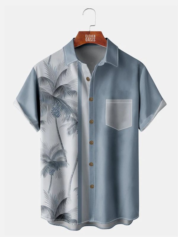 Men's Hawaiian Shirt - Coconut Tree Print Casual Summer Vacation Shirt