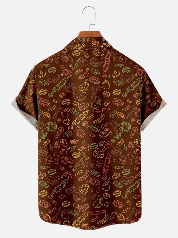 Men's Hawaiian Shirt - BBQ Print Moisture-Wicking Polyester Summer Shirt - Image 2