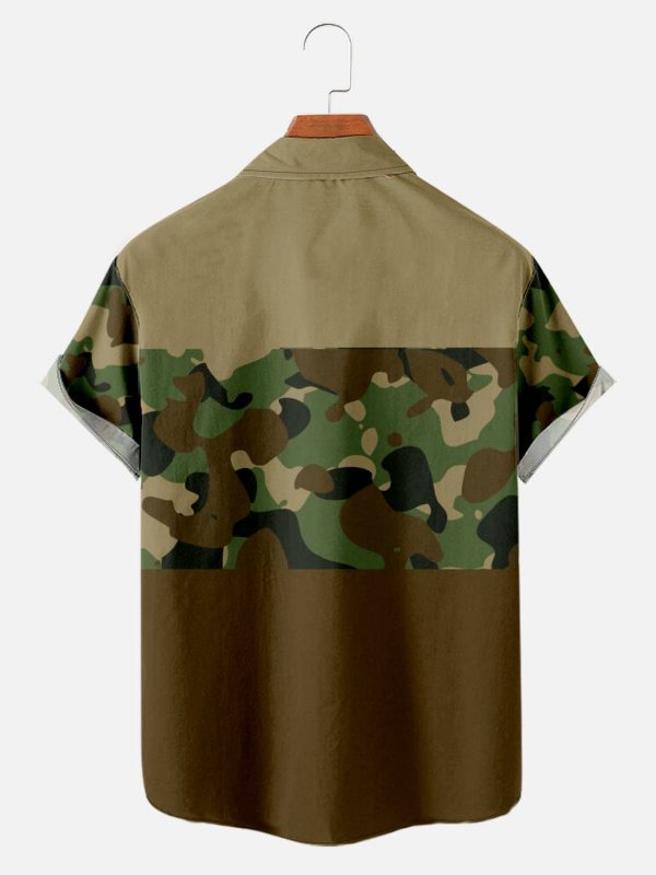 Men's Hawaiian Shirt - Camo and Color Block Print Polyester Casual Summer Shirt - Image 2