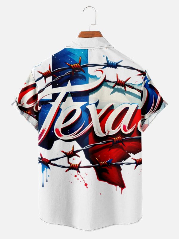 Men's Hawaiian Shirt - Texas State Flag Print Patriotic Polyester Casual Summer Shirt - Image 2