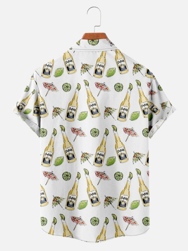 Men's Hawaiian Shirt - Tropical Beer All Over Print Polyester Casual Summer Shirt - Image 2
