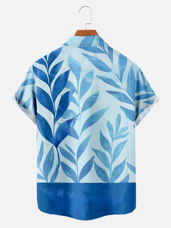 Men's Hawaiian Shirt - Elegant Cat Sitting with Leaves Print Polyester Casual Summer Shirt - Image 2