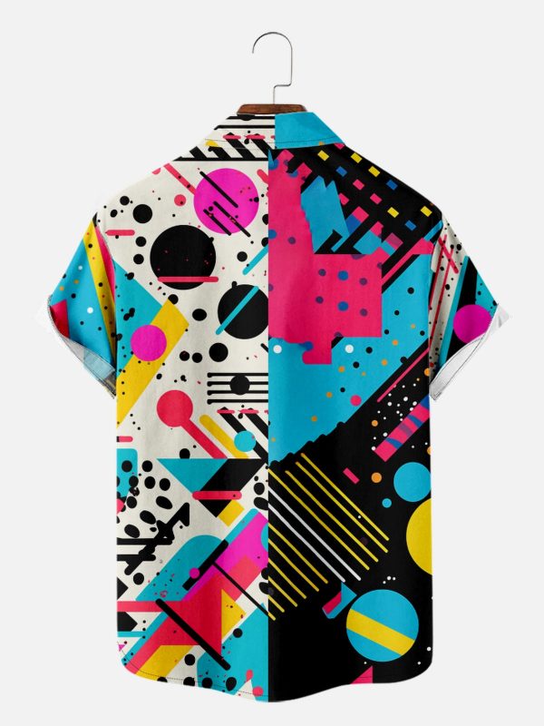 Men's Hawaiian Shirt - Trapper Keeper Geometric Retro Print Polyester Colorful Summer Shirt - Image 2