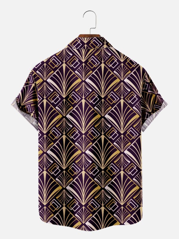 Men's Hawaiian Shirt - Art Deco Golden Gatsby Pattern Polyester Elegant Summer Shirt - Image 2