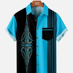 Men's Hawaiian Shirt - Custom Automotive Pinstripe Graphic Polyester Muscle Car Summer Shirt