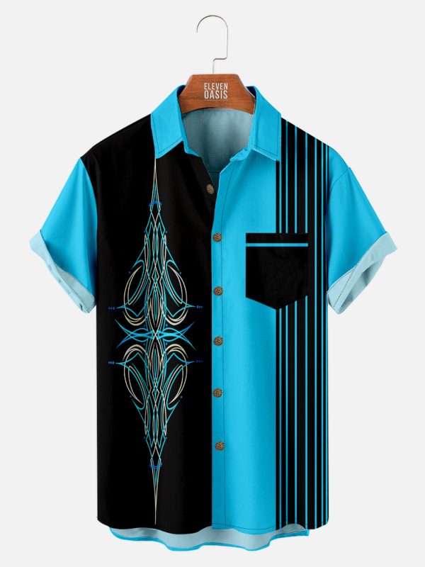 Men's Hawaiian Shirt - Custom Automotive Pinstripe Graphic Polyester Muscle Car Summer Shirt