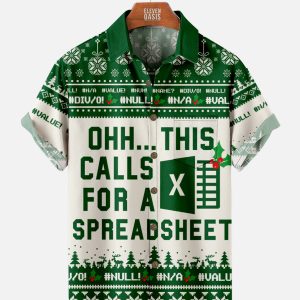 Men's Hawaiian Shirt - Funny Excel Spreadsheet Joke Print Casual Polyester Summer Shirt
