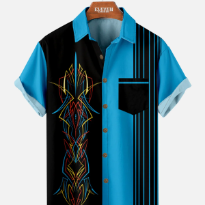 Men's Hawaiian Shirt - Automotive Racing Stripe Summer Shirt