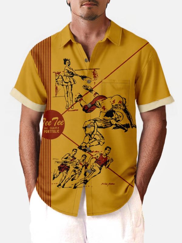 Men's Hawaiian Shirt with Pocket - Vintage 70s 80s Pop Culture Summer Shirt - Image 2