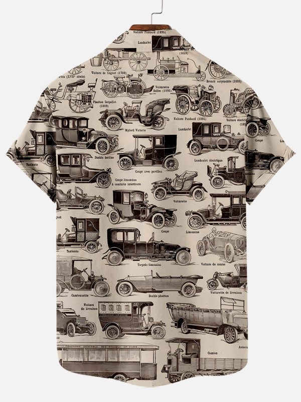 Men's Hawaiian Shirt - Retro Classic Car Print Polyester Summer Casual Shirt - Image 2