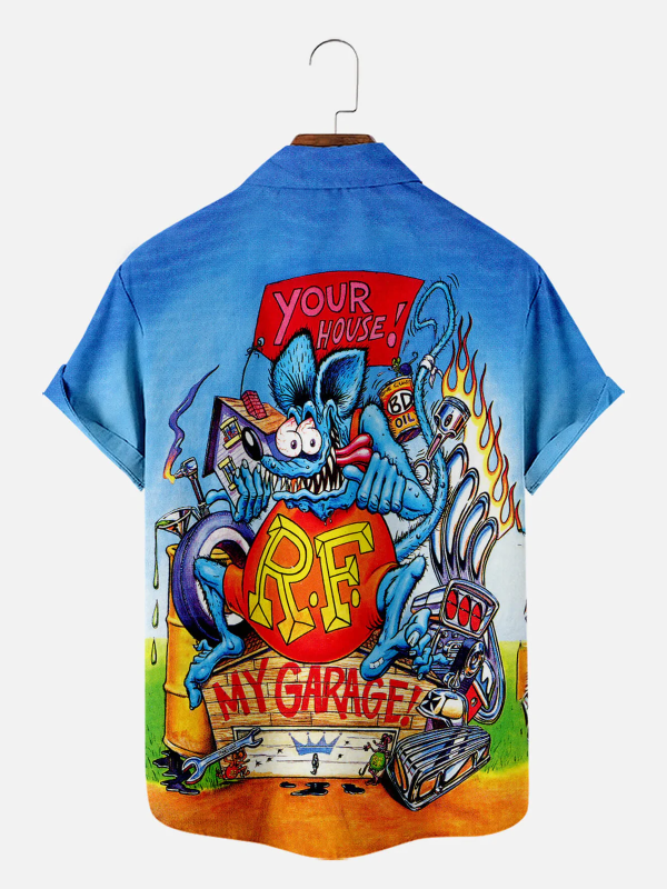 Men's Hawaiian Shirt - Car Anime Print Japanese Street Style Summer Shirt - Image 2