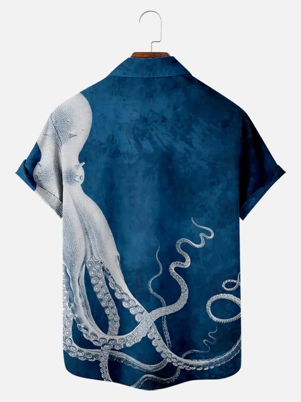 Men's Hawaiian Shirt - Cthulhu Octopus Pattern Dark Fantasy Polyester Summer Shirt - Image 2