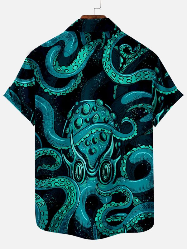 Men's Hawaiian Shirt - Cthulhu Octopus Fantasy Print Polyester Casual Summer Shirt - Image 2
