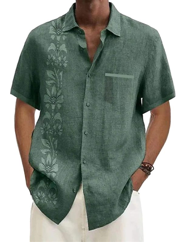 Men's Hawaiian Shirt - Unilateral Floral Stripe Print Summer Casual Shirt - Image 2