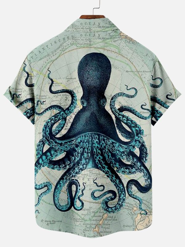 Men's Hawaiian Shirt - Cthulhu Octopus Pattern Dark Fantasy Polyester Summer Shirt - Image 2