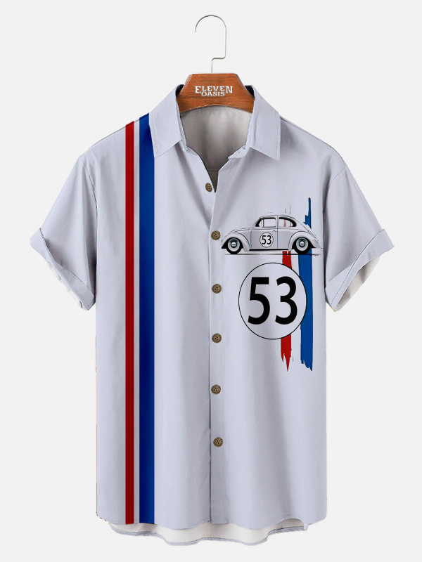 Men's Hawaiian Shirt - Automotive Stripe Design Racing-Inspired Summer Shirt