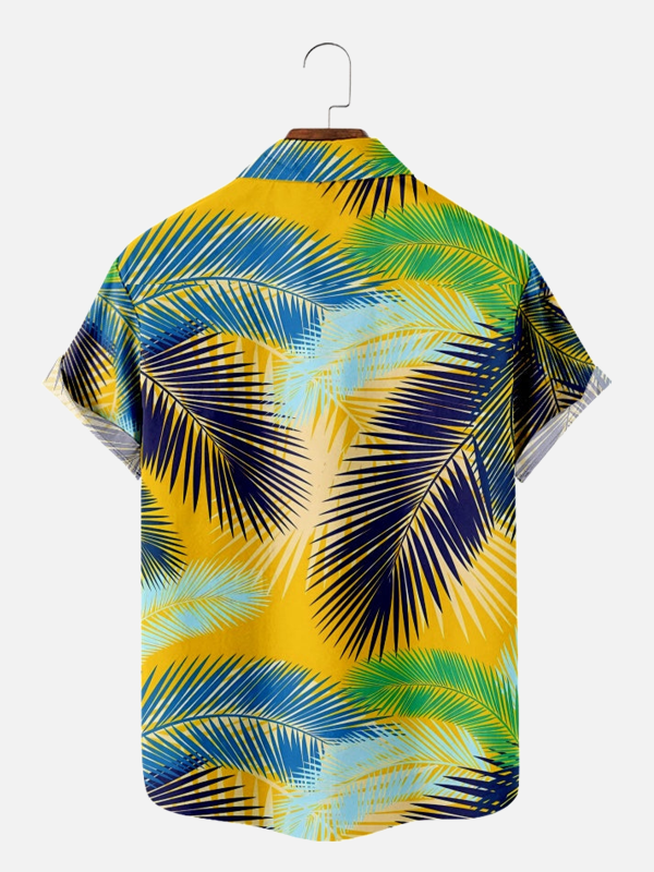 Men's Hawaiian Shirt - Colorful Palm Leaf Print Polyester Casual Summer Shirt - Image 2